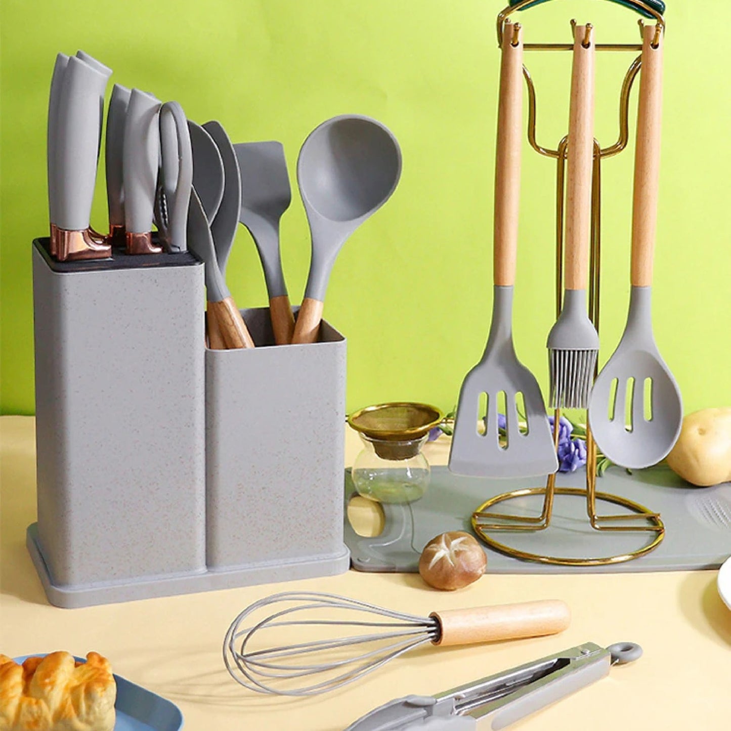 Set 19 Utensilios De Cocina De Silicona